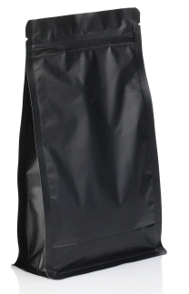 BoxBeutel Ventil Zipper matt 4-lagig - 160+75x270mm schwarz